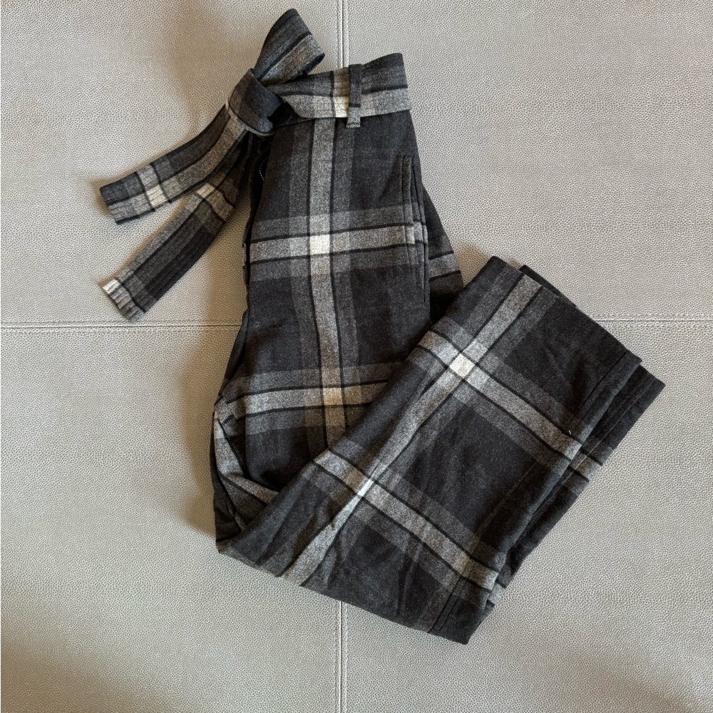 Wilfred Plaid Tie-Waist Wool and Cashmere Ankle Pants